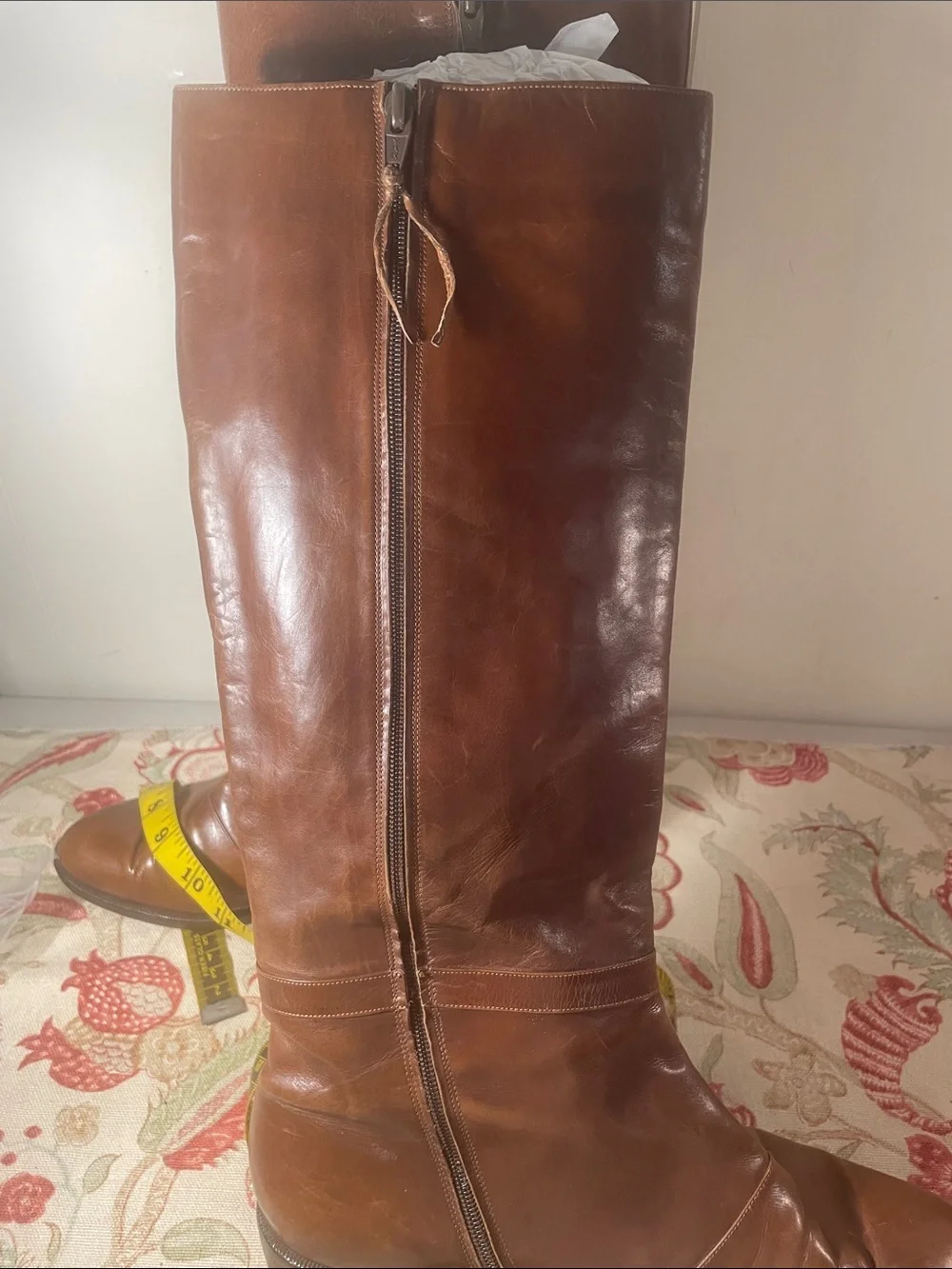Salvatore Ferragamo Tall Knee High Cognac Leather Vintage